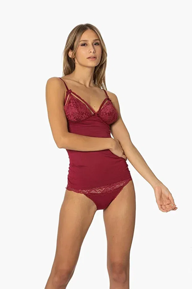 Детский комплект трусиков-слипов для девочек с кружевом Ang Butik, Burgundy