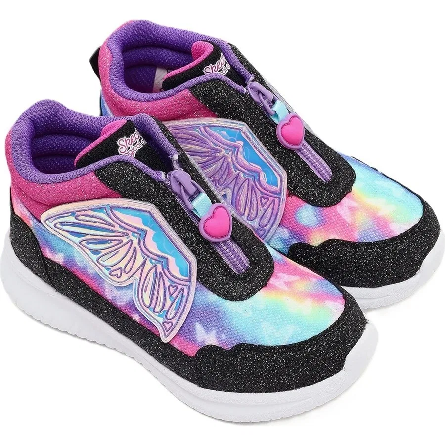 Детские кроссовки с фермуаром и подсветкой Jumpsters Kids Sneaker Skechers, Розово-черный — фото 4