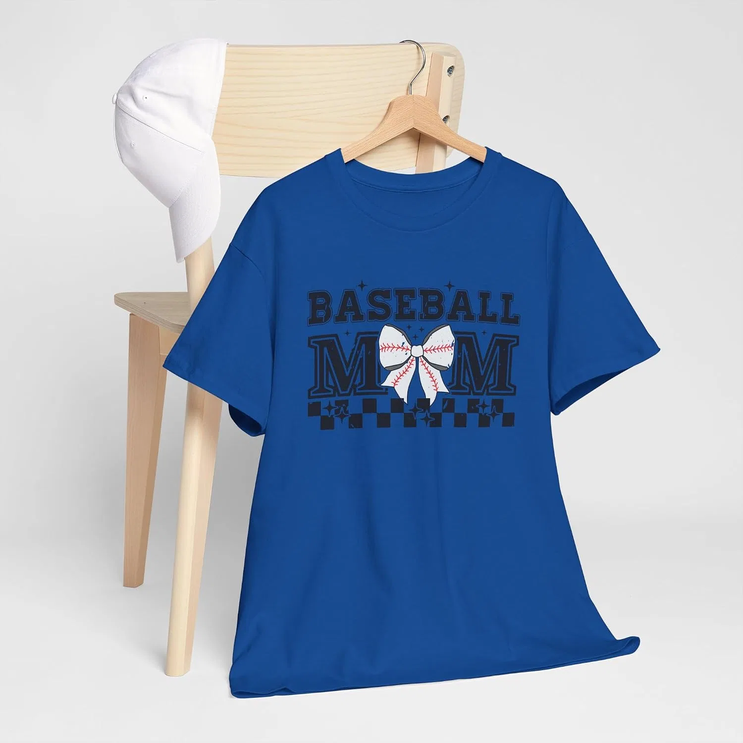 Женская хлопковая футболка с принтом Baseball Mom, Royal — фото 3