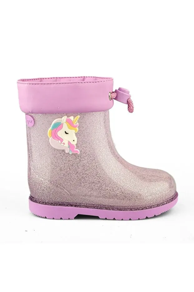 Детские ботинки для девочек водонепроницаемые Rain boots bimbi unicornio glitter w10339 Igor, Malva/Mauve