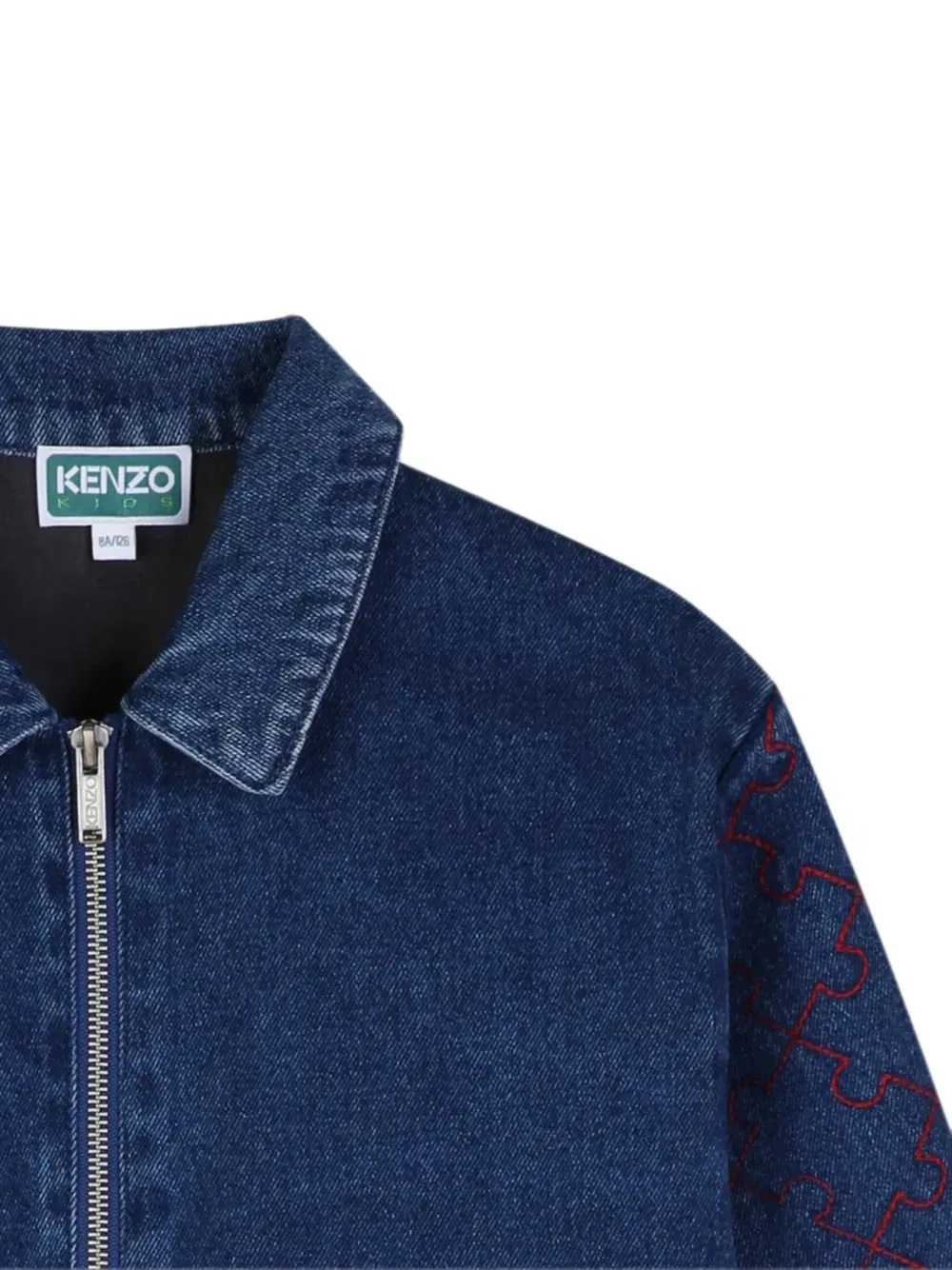 Джинсовая куртка с графическим принтом и панелями Kenzo Kids, синий — фото 3