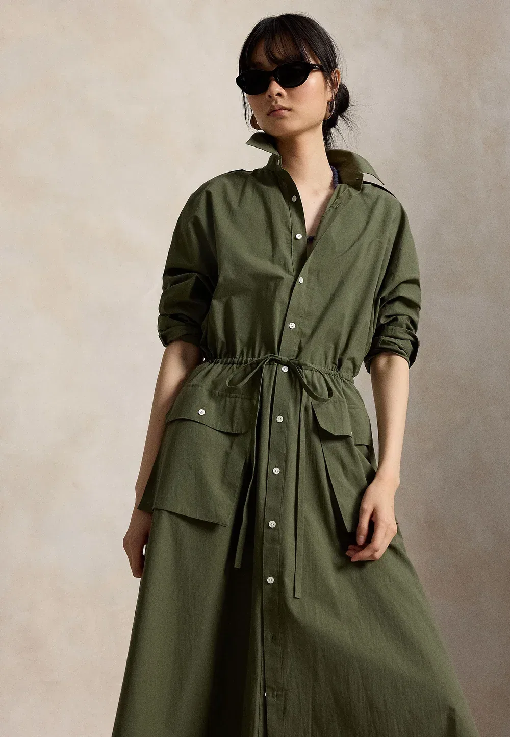 Вельветовое платье-рубашка - платье-рубашка Polo Ralph Lauren, Dense Olive — фото 3