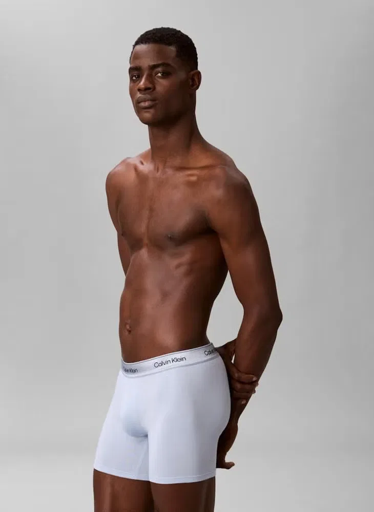 Трусы-боксеры с логотипом, комплект из 3 штук, Icon Cotton Stretch, Calvin Klein, синий — фото 4