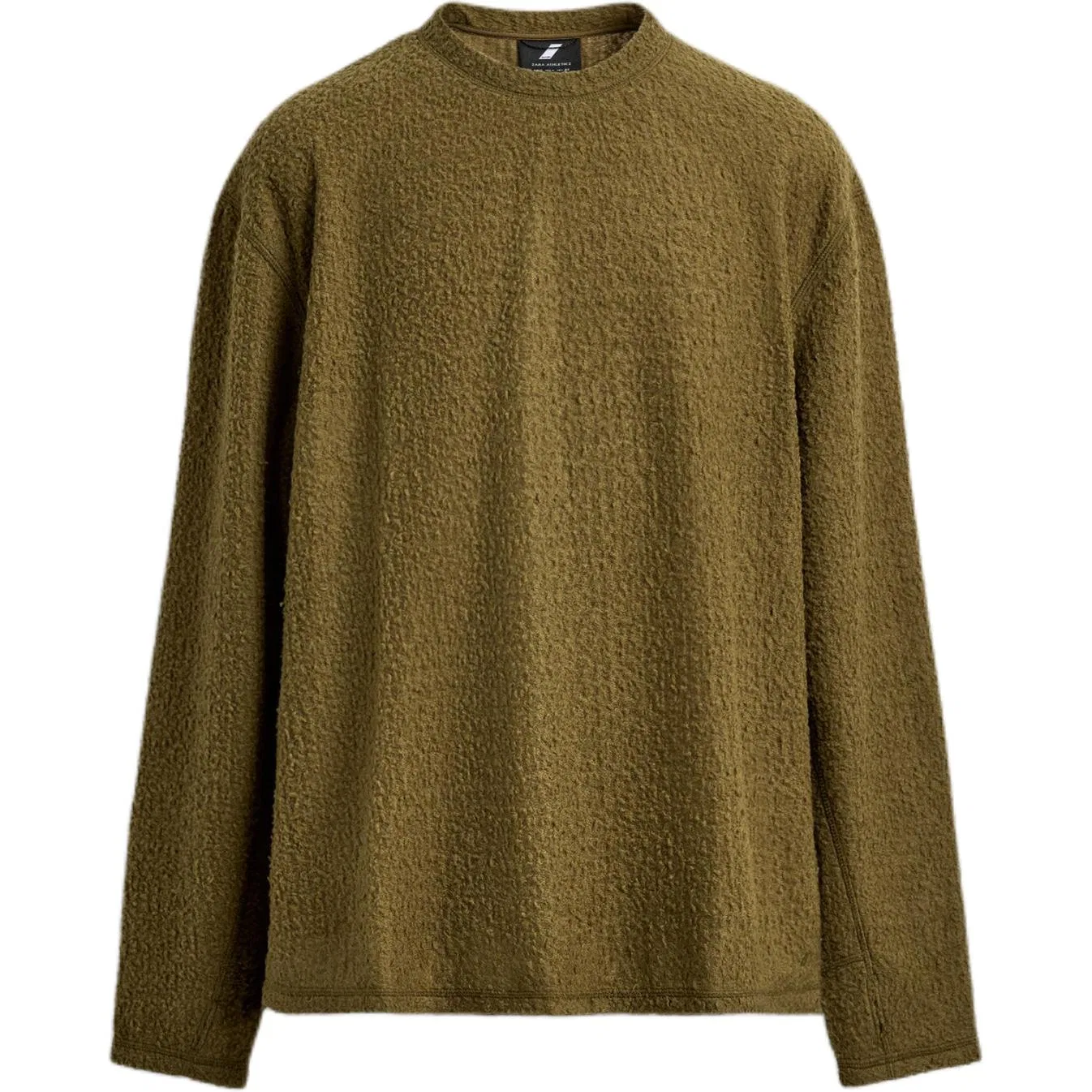 Мужской свитшот оливковый с круглым вырезом ZARA, Olive Green