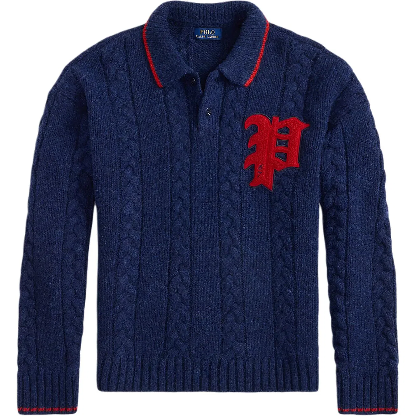 Мужской свитер с воротником-поло и косами Polo Ralph Lauren, Marine Blue