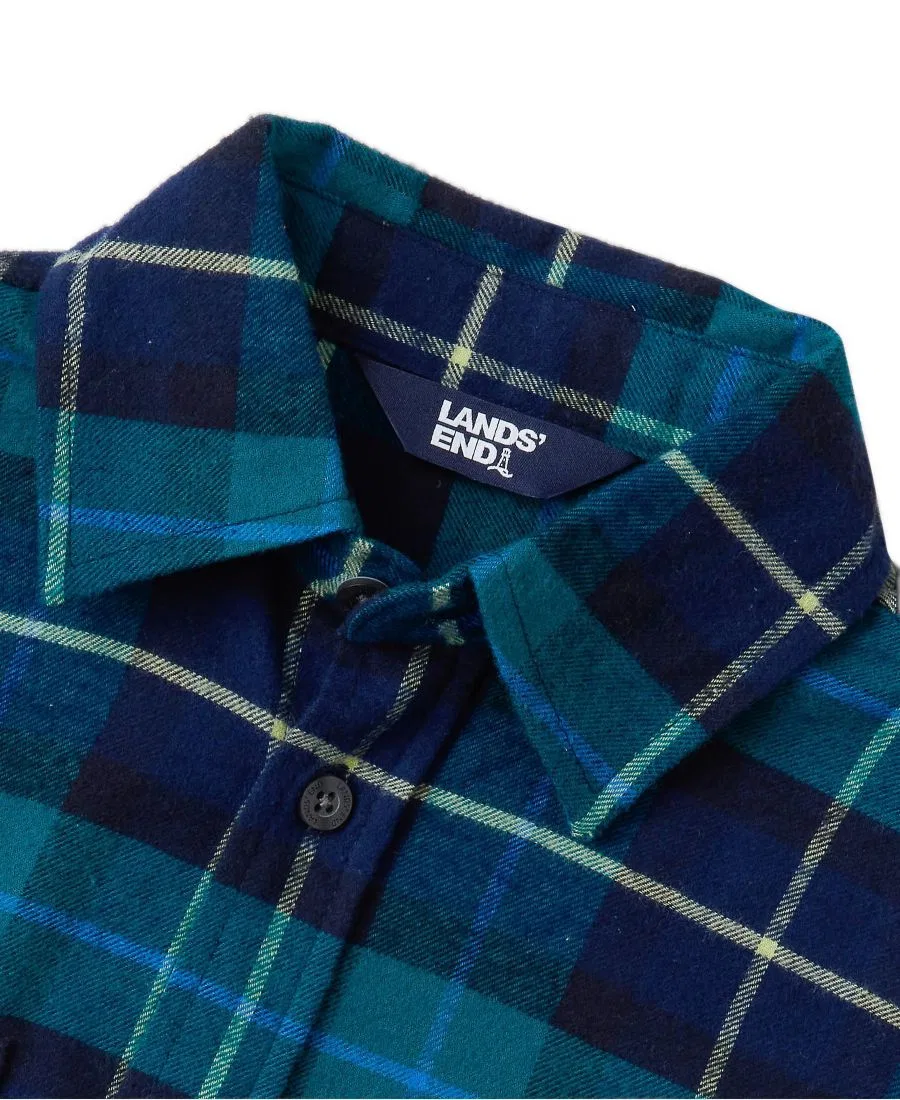 Детская фланелевая рубашка с длинными рукавами "Хаски" Lands' End, Harbor blue multi plaid — фото 3