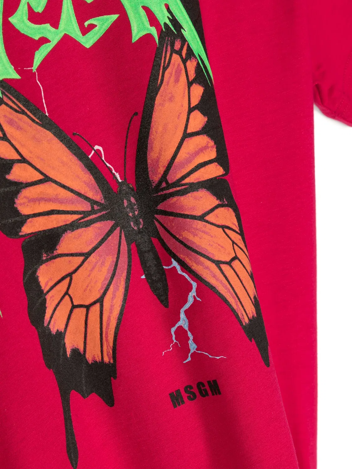 Футболка с логотипом и бабочкой MSGM, розовый — фото 3
