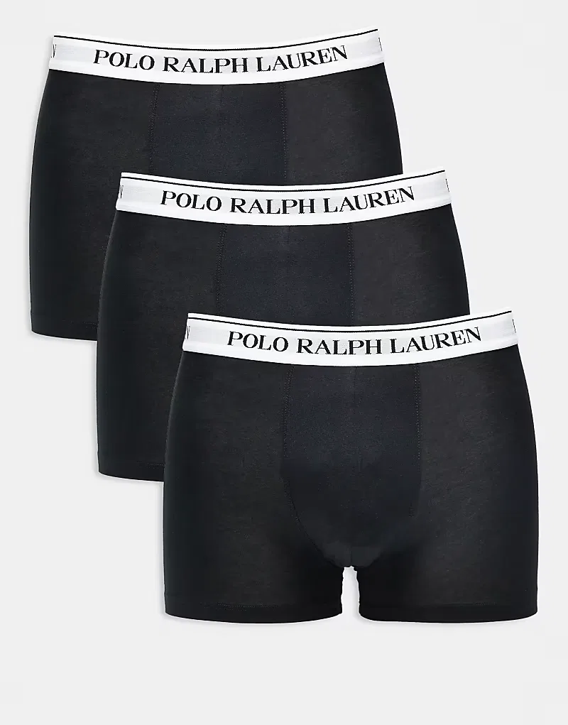 Классические плавки Polo Ralph Lauren, комплект из 3 пар, черно-белые
