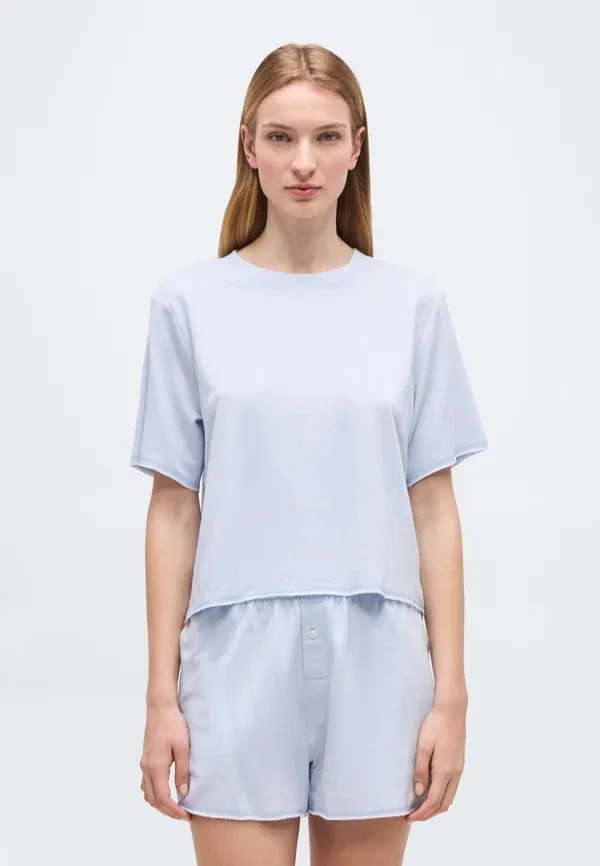 Пижамный комплект из хлопка и лиоцелла Short sleeve shirt short - pyjama set Polo Ralph Lauren, Xenon Blue, синий