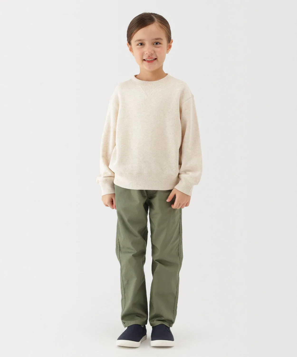Детские брюки чинос свободного кроя с широкой резинкой MUJI, Khaki — фото 3
