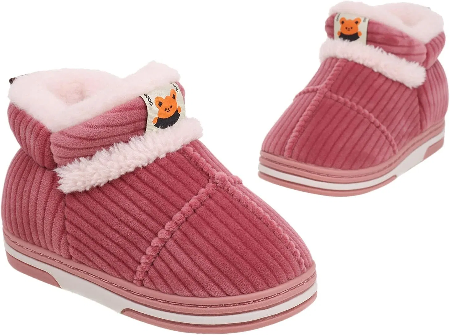 Детские зимние ботинки для мальчиков с принтом, модель Winter Cartoon Animal Snow Boots, Pink — фото 3