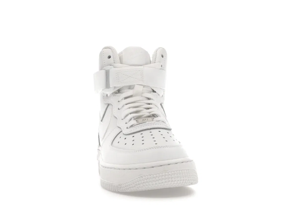 Детские кроссовки высокие с ремешком Nike Air Force 1 High LE, White/White/White — фото 2