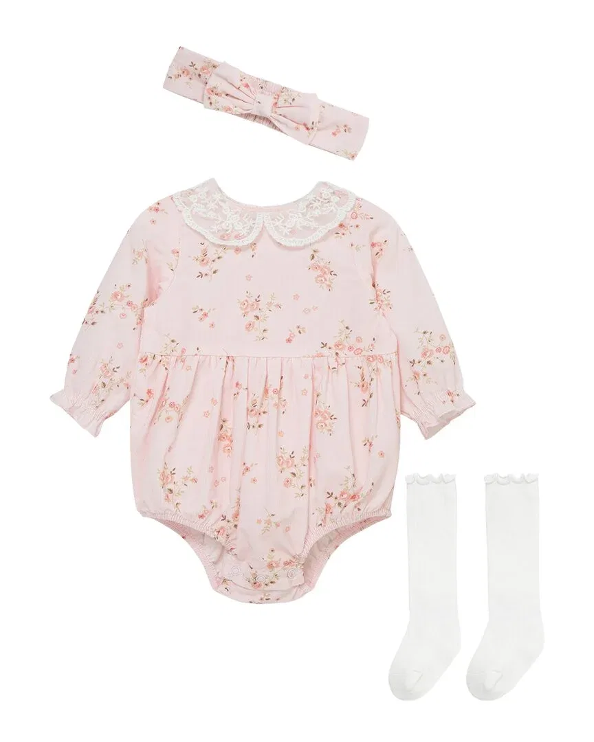 Детский боди-комбинезон с повязкой на голову и носками Rose Vine Little Me, розовый