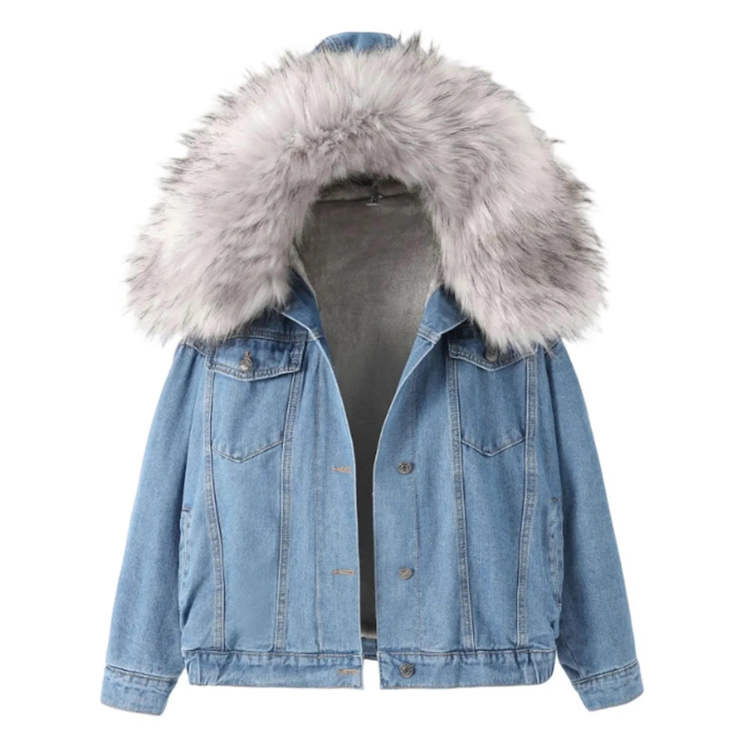 Женское пальто с подкладкой из флиса Sherpa, с карманами, Grigio