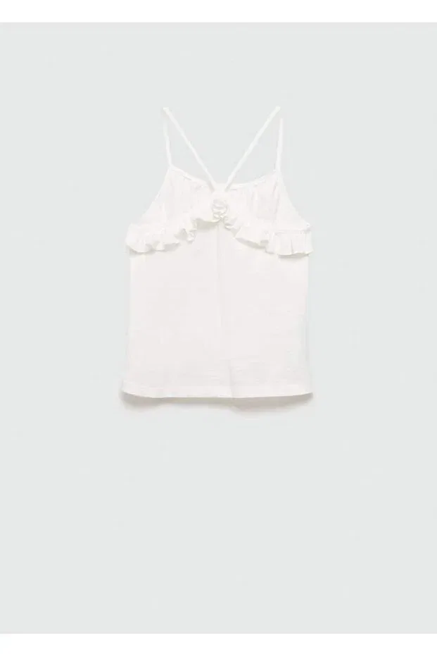 Детская футболка для девочек с воланами Mango Kids, Off White — фото 2