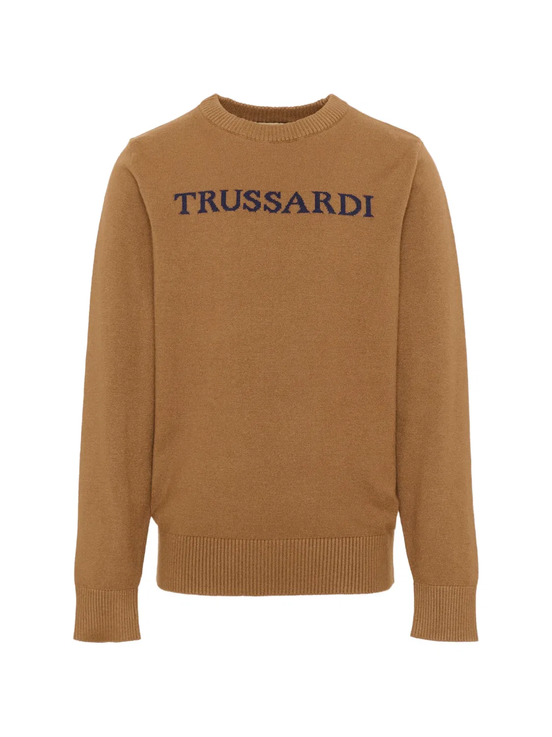 Свитер вязки интарсия с логотипом Trussardi Junior, коричневый
