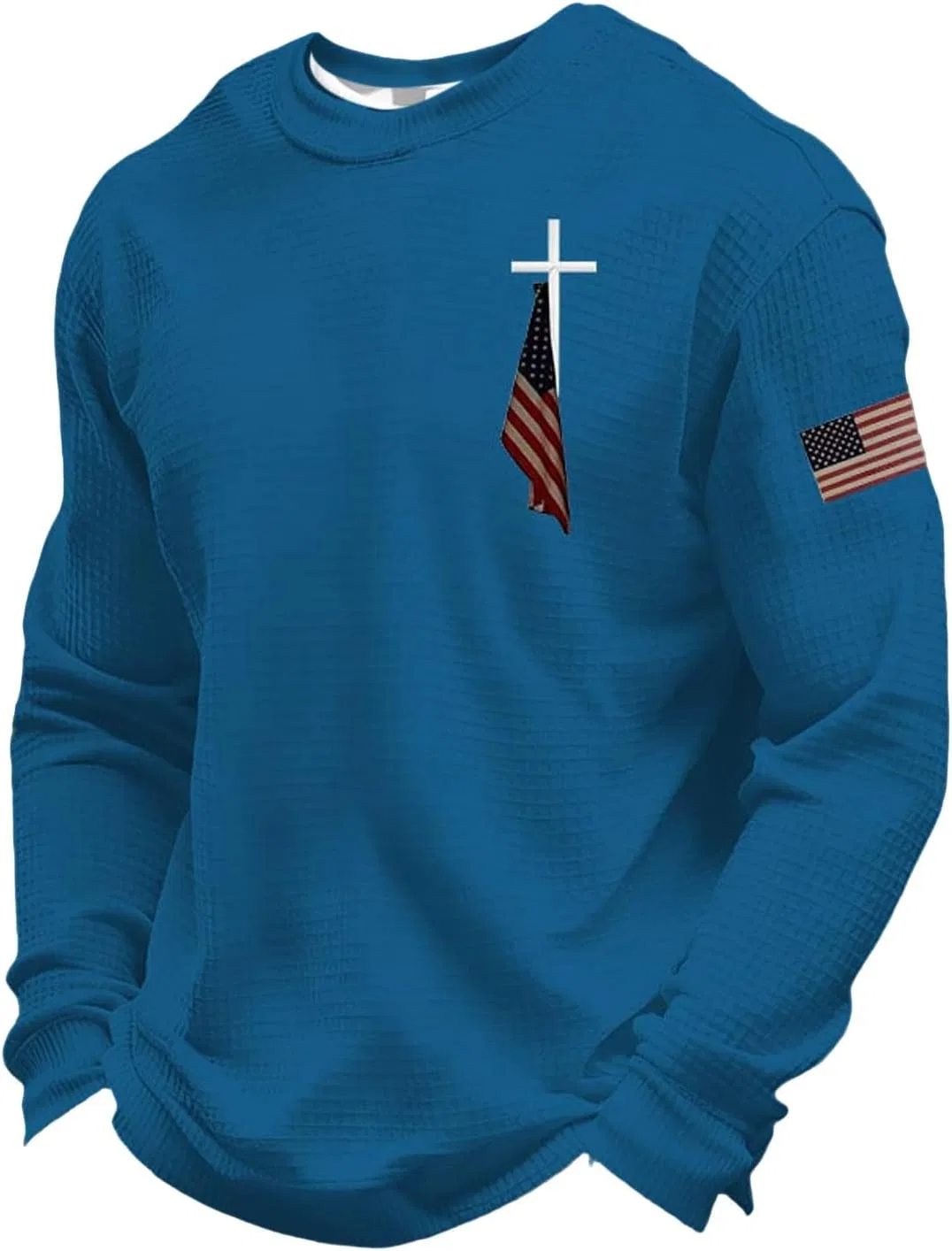 Мужская футболка с длинным рукавом Crewneck Christian Cross, Blue