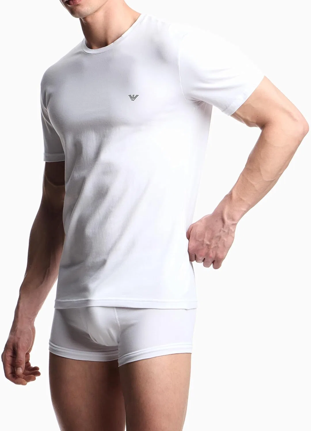 Мужская футболка с круглым вырезом Stretch Cotton Emporio Armani, White — фото 4