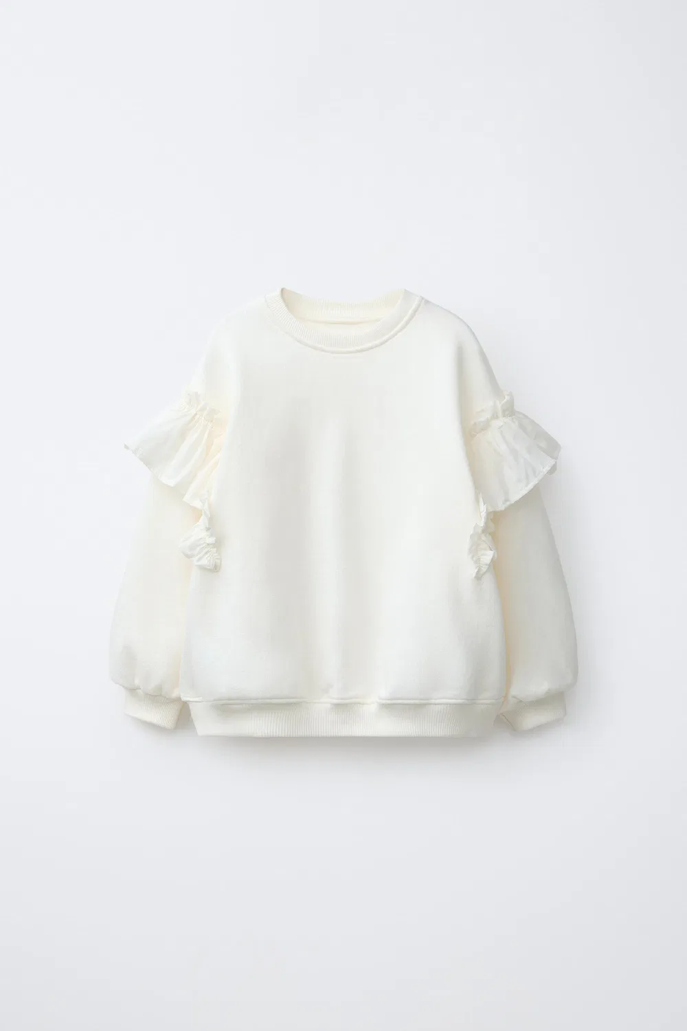 РОМАНТИЧНАЯ СВИТШОТ С ОБОРОЧКАМИ ZARA, Ecru
