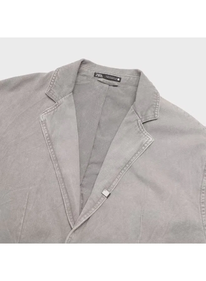 Пиджак винтажный с длинным рукавом Zara, светло-серый — фото 4