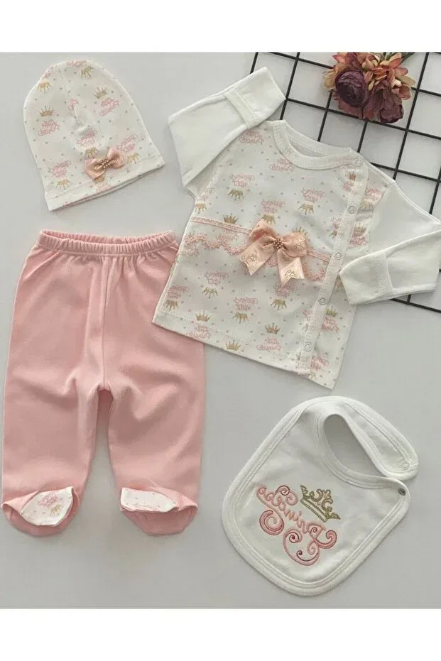 Детский комплект для новорожденных хлопковый Large birth set of 4 Beyaz Bebek, Beige-Pudded-Ecru — фото 2