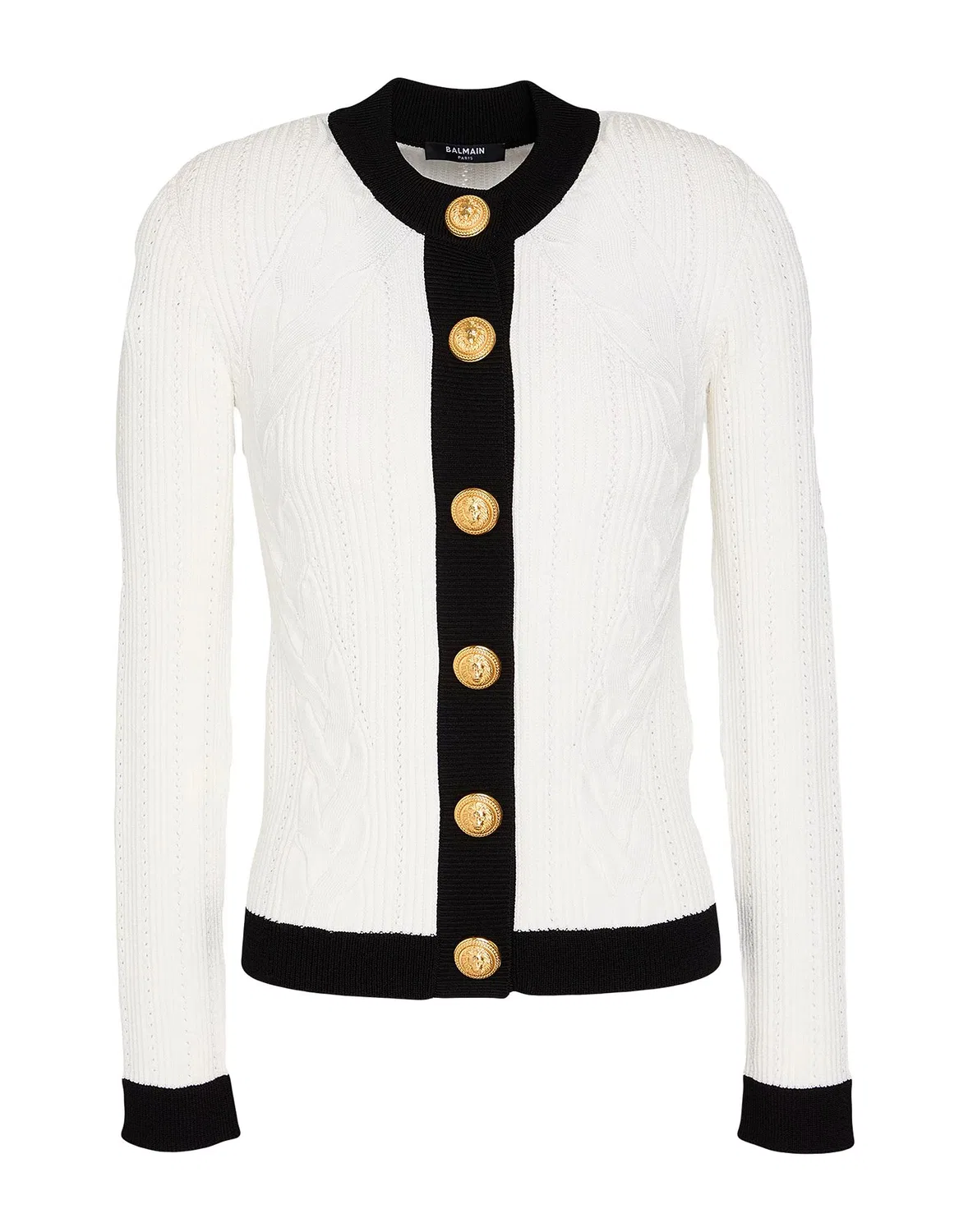 Женский кардиган с косами из вискозы Balmain, белый