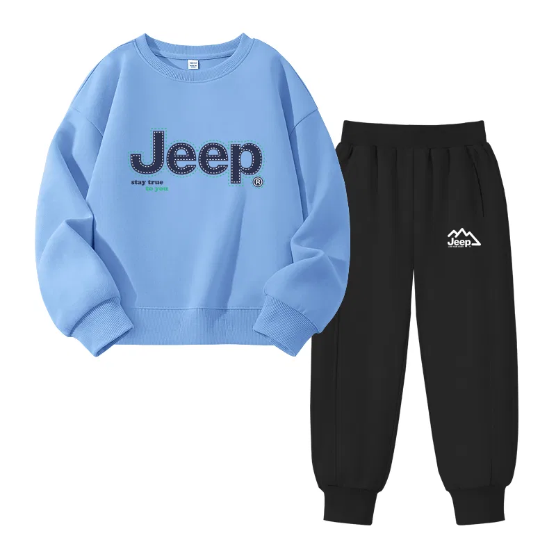 Детский спортивный костюм с круглым вырезом, умеренной растяжимости, Jeep, Blue/E White Mountain K