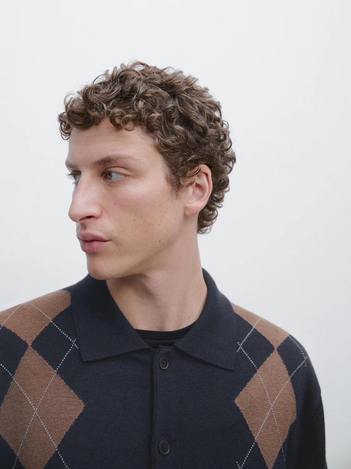 Кардиган из шерстяной смеси с ромбовидным узором Massimo Dutti, темно-синий — фото 4