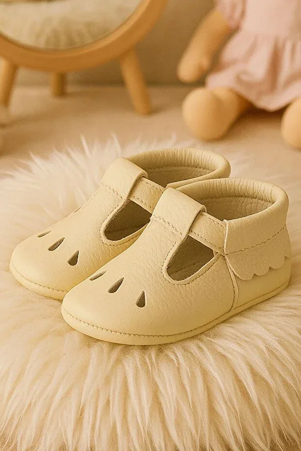 Детские пинетки из натуральной кожи Bubbles Hapshoe, Beige