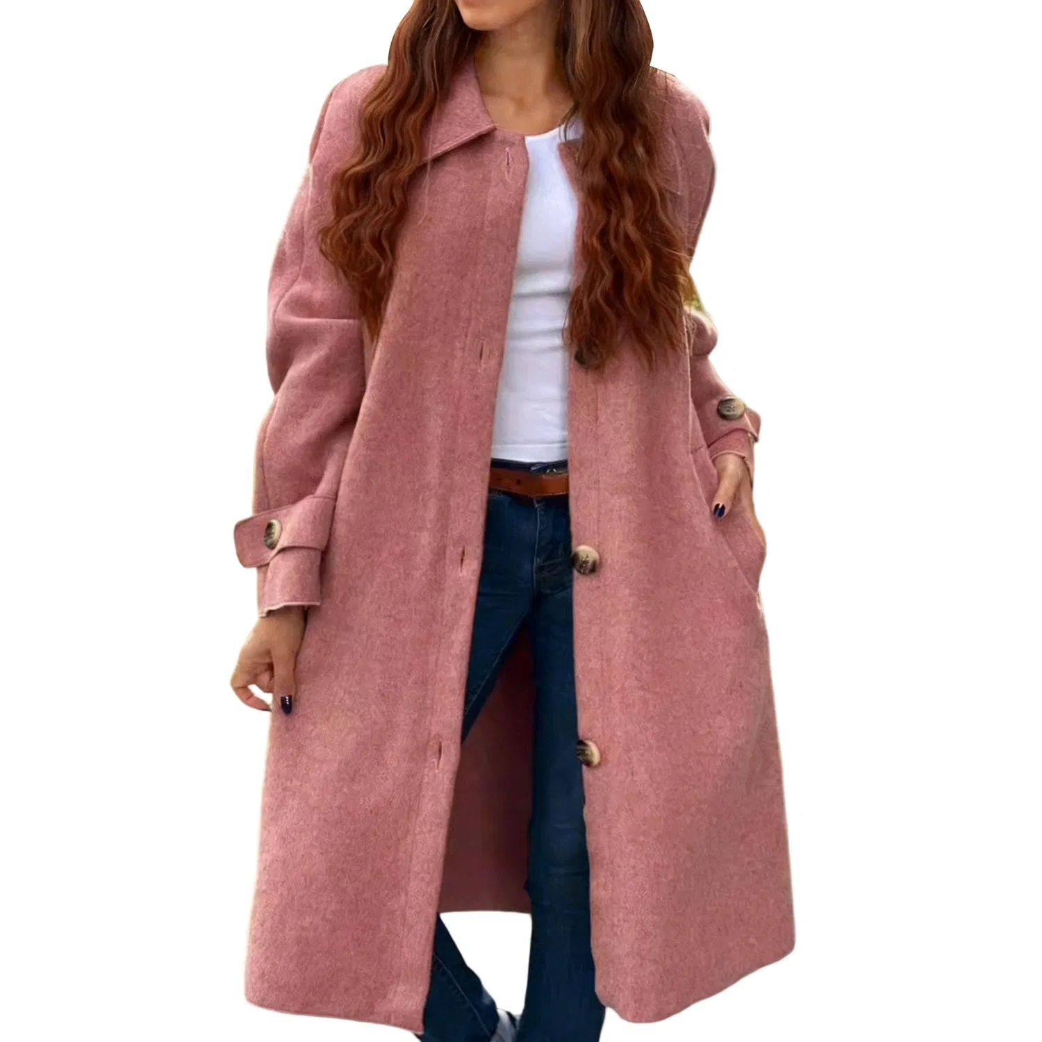 Женское элегантное пальто с карманами, Rosa