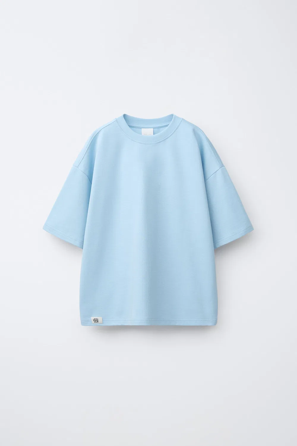 Однотонная футболка из трикотажа ZARA, Light Blue