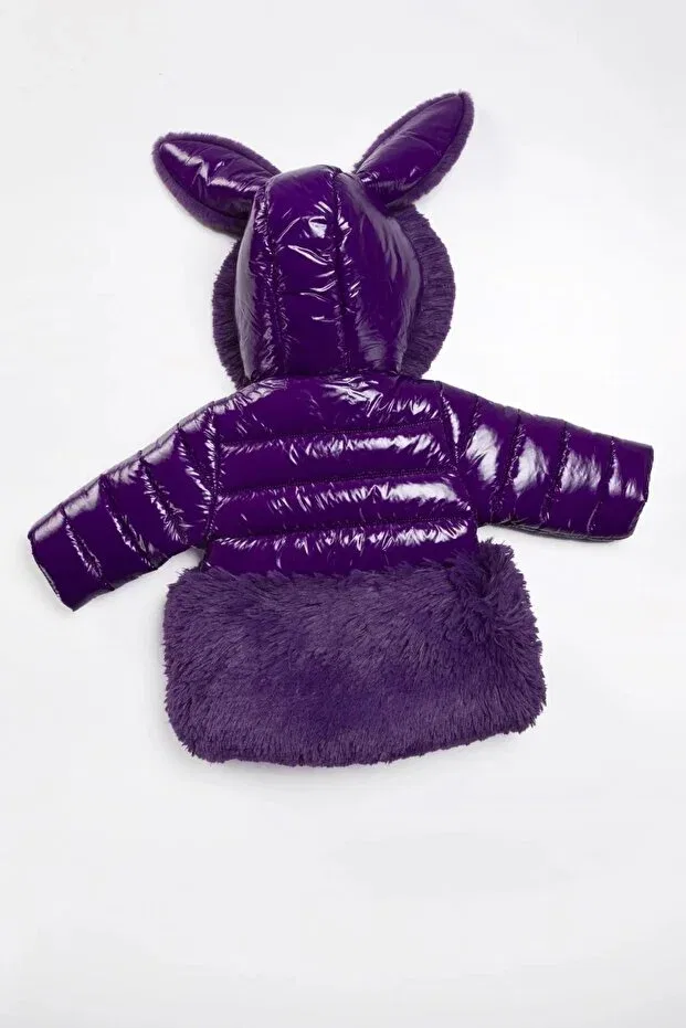 Детское зимнее пальто для девочек с капюшоном Basics Dekubaby, Purple — фото 4