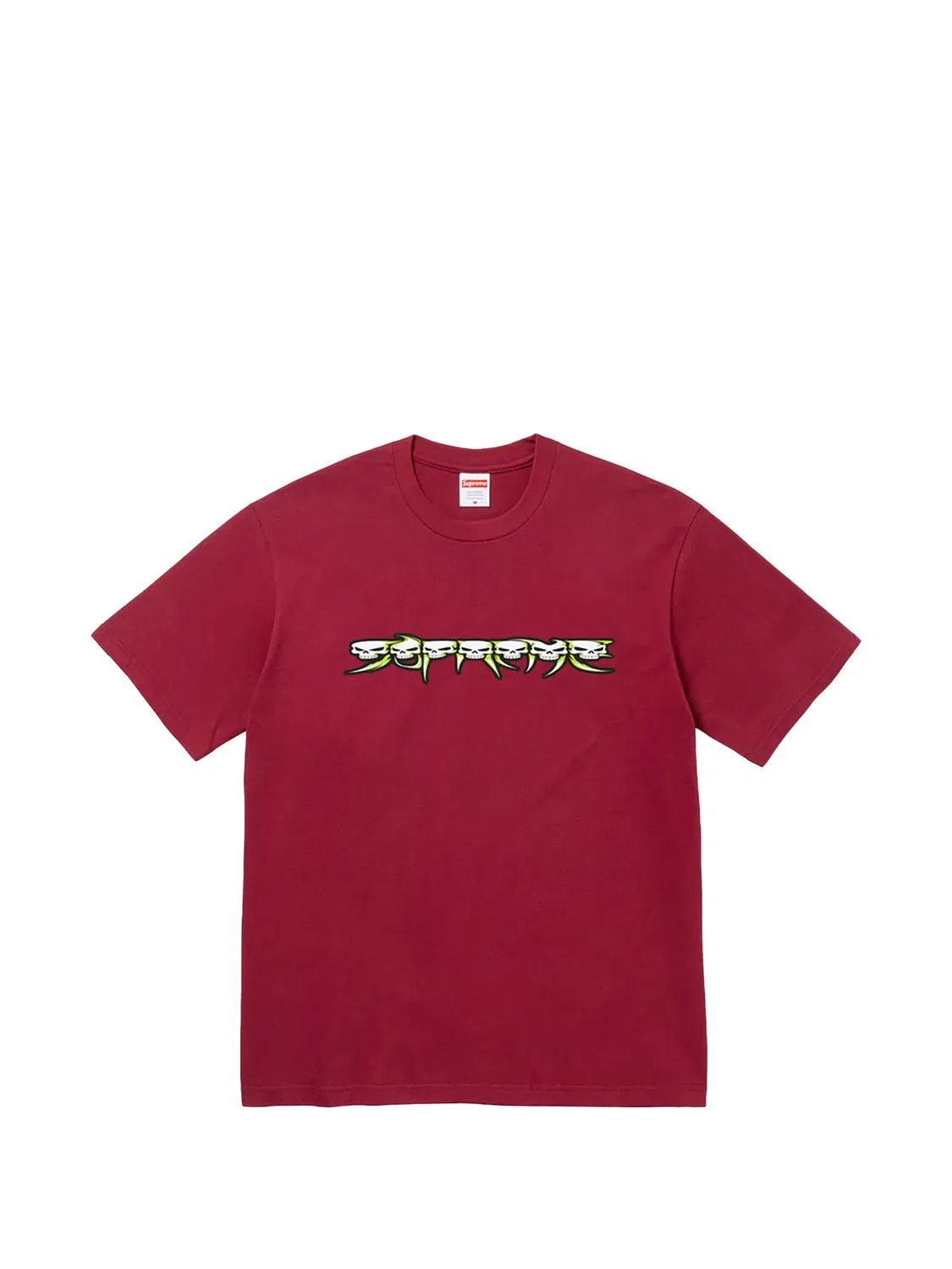 Футболка Skulls Spellout красная хлопковая Supreme, красный