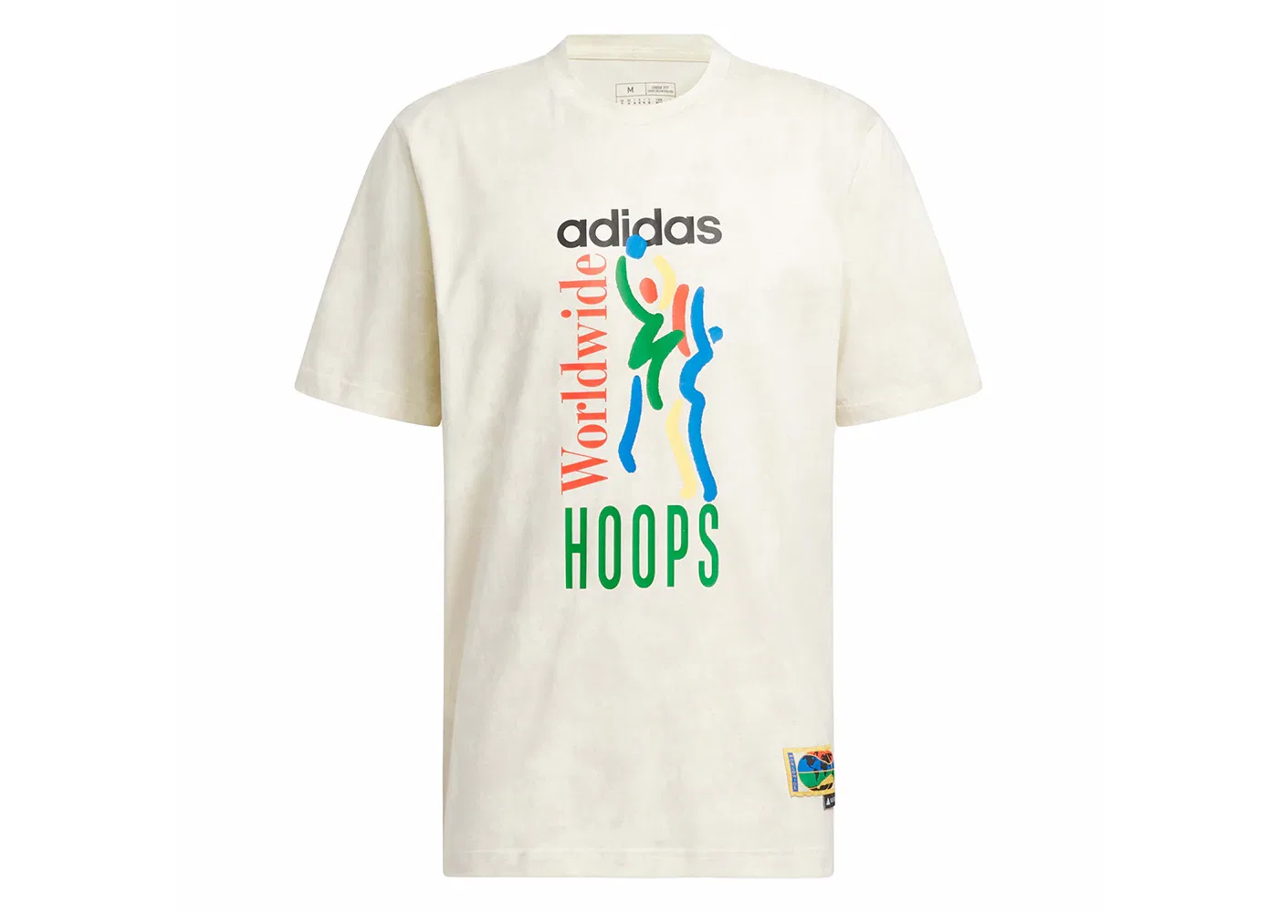 Мужская футболка с принтом Worldwide Hoops Adidas, цвет Ivory/Aluminium