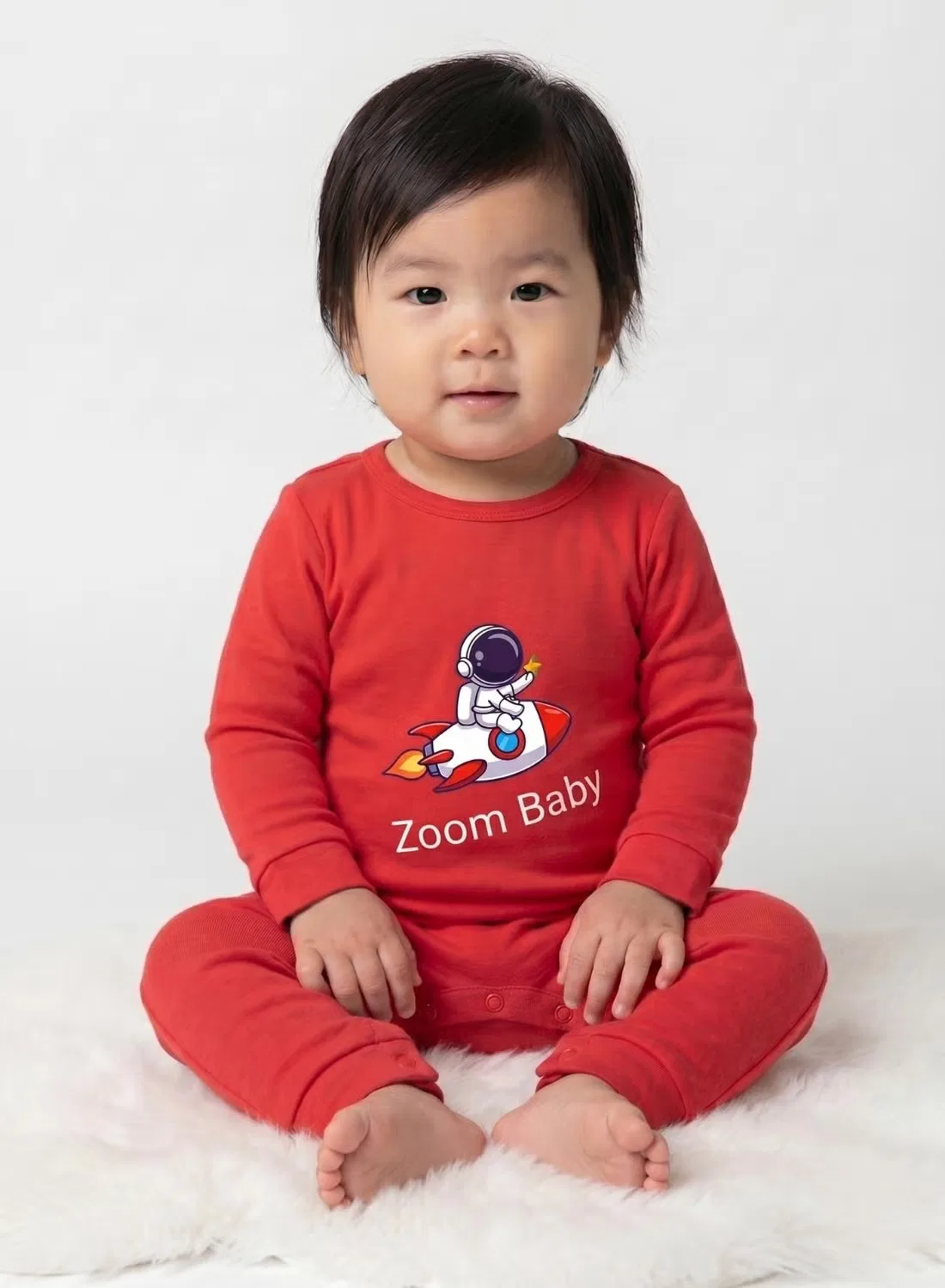 Боди-комбинезон детский с принтом ракеты Baby zoom Babyqlo, красный — фото 4