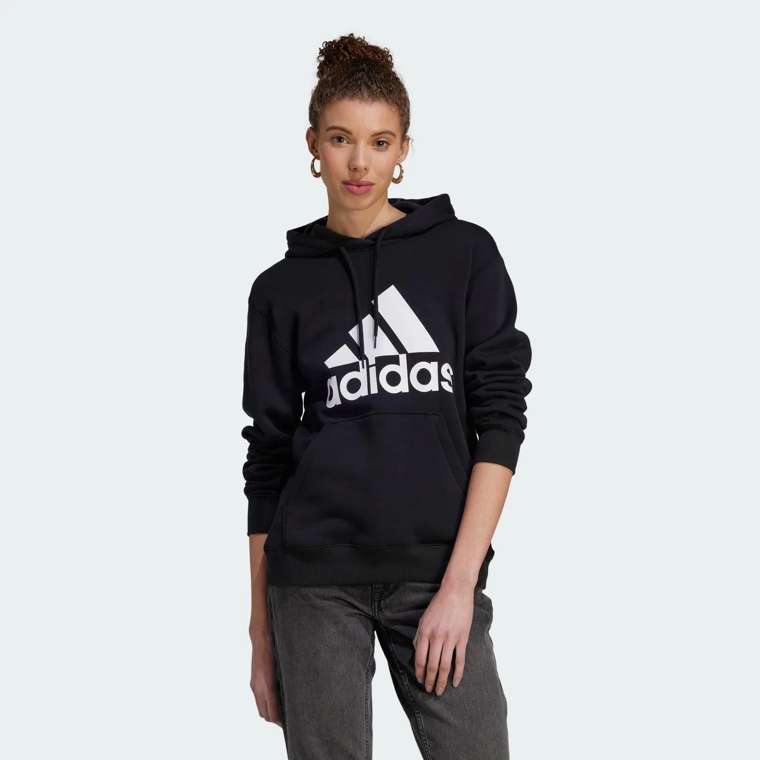 Мужское худи с логотипом Essentials Big Logo Regular Hoodie Adidas, Schwarz Weiss