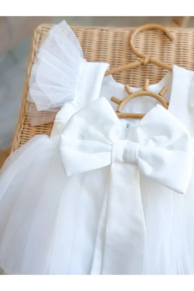 Детское платье для девочек с коротким рукавом Parla Pinkitokids, White — фото 4