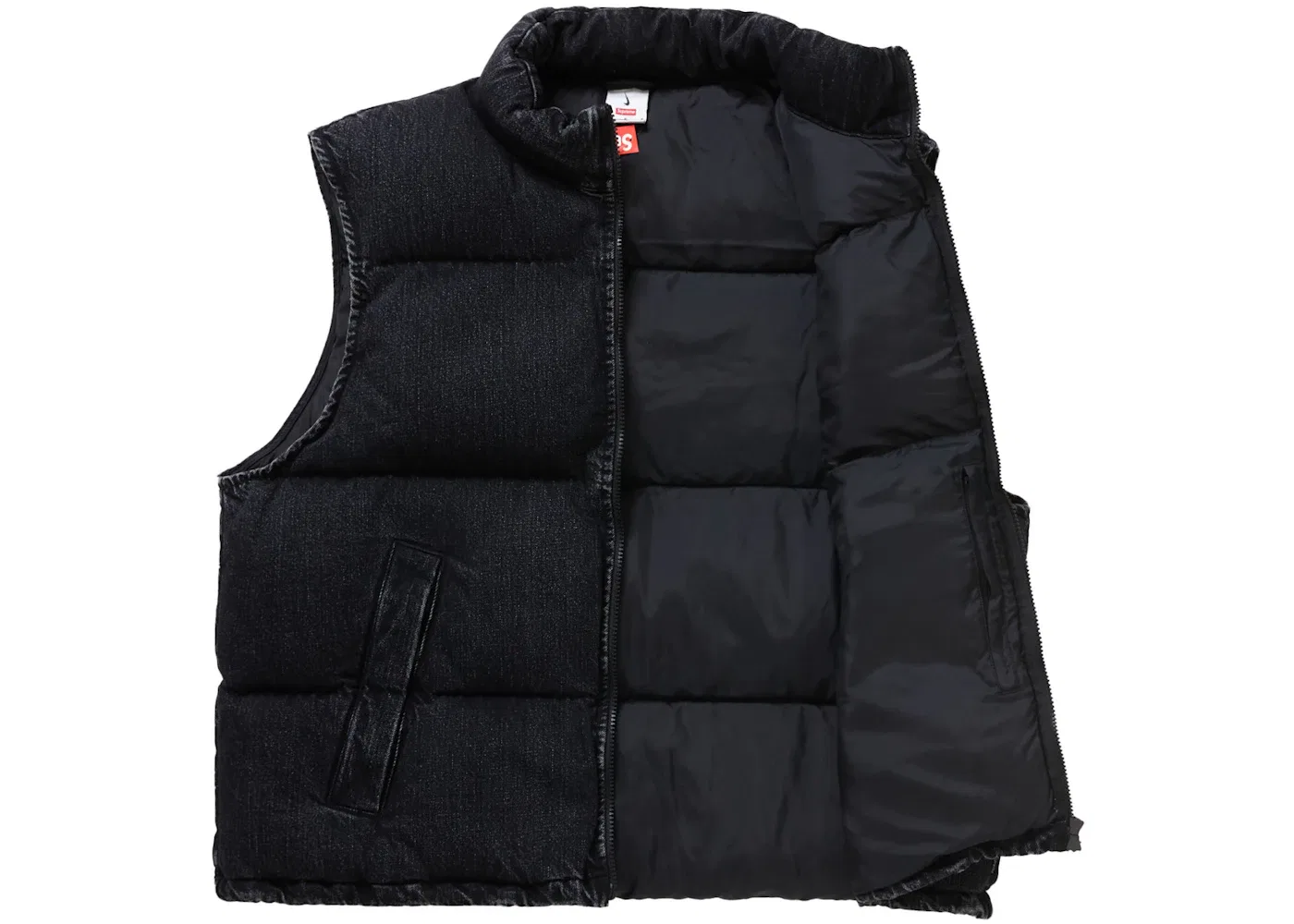 Мужской джинсовый пуховик-жилет Supreme Nike Denim Puffer Vest, черный — фото 2
