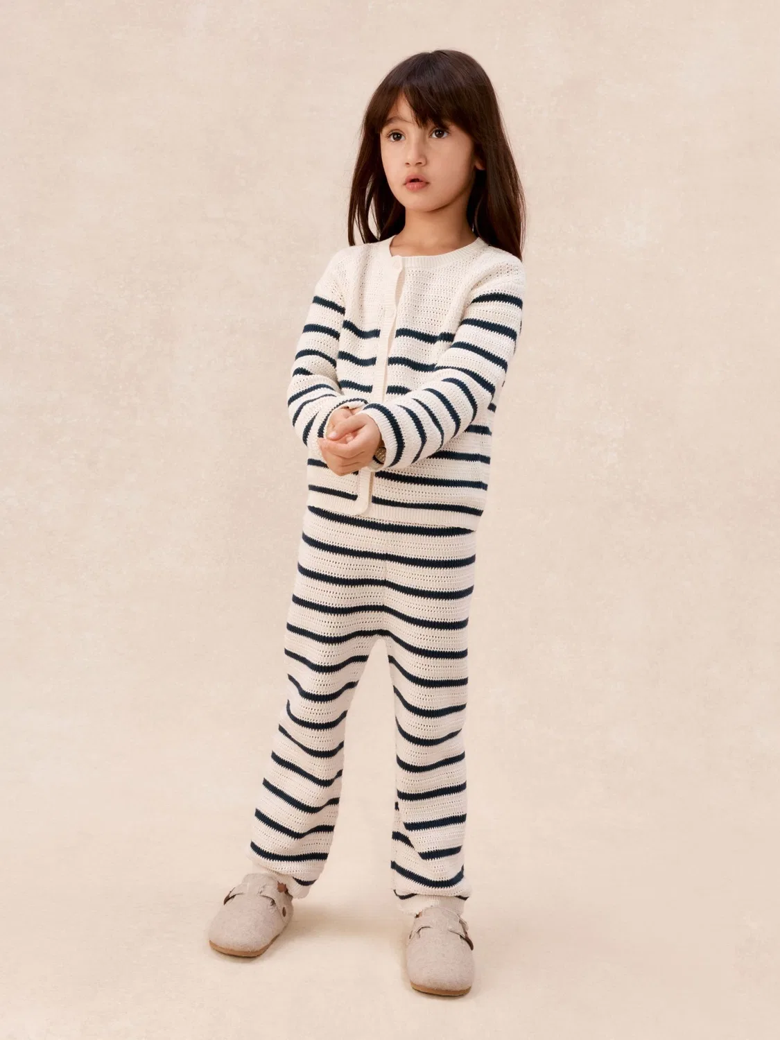 Комплект из кардигана и брюк, полосатый The White Company, белый