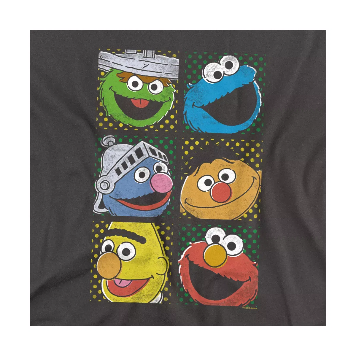 Детская футболка с принтом Sesame Street Group Squares, Charcoal — фото 2