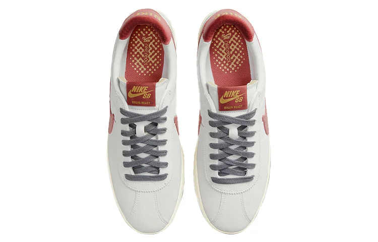 Кроссовки Nike SB Bruin React, светло-серый/темно-красный — фото 4