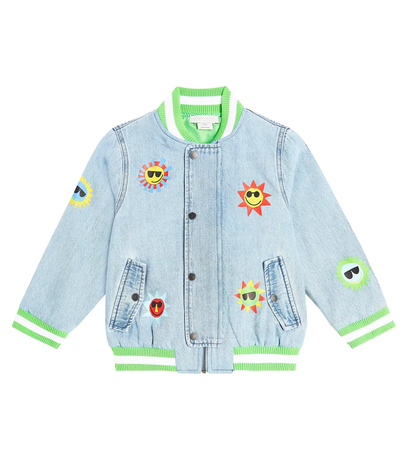Джинсовая куртка-бомбер с вышивкой Stella Mccartney Kids, голубой
