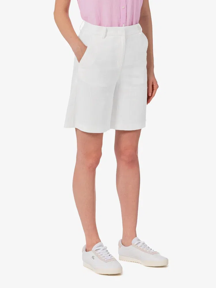 Шорты бермуды LACOSTE Bermuda, льняные, белые — фото 2