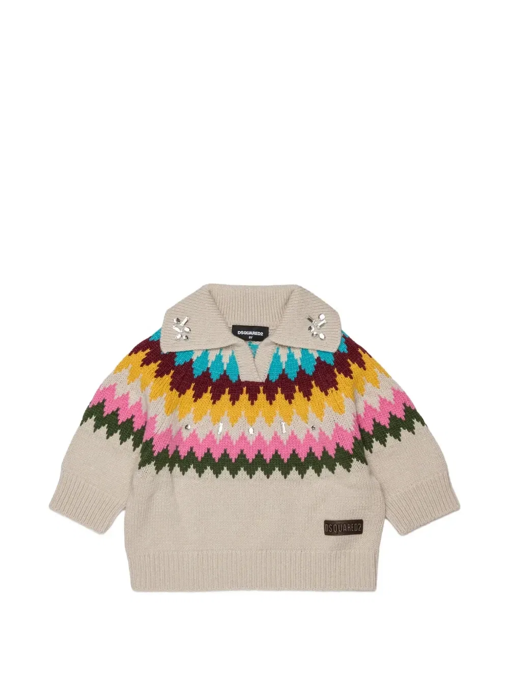 Свитер с кристаллами Dsquared2 Kids, бежевый