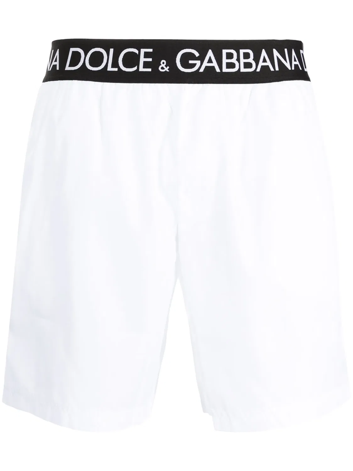 Dolce & Gabbana Плавательные шорты белые с логотипом на поясе