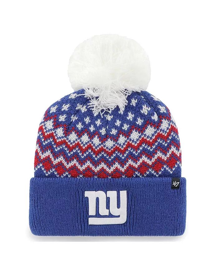 

Женская вязаная шапка-манжета Royal New York Giants Elsa с помпоном '47 Brand