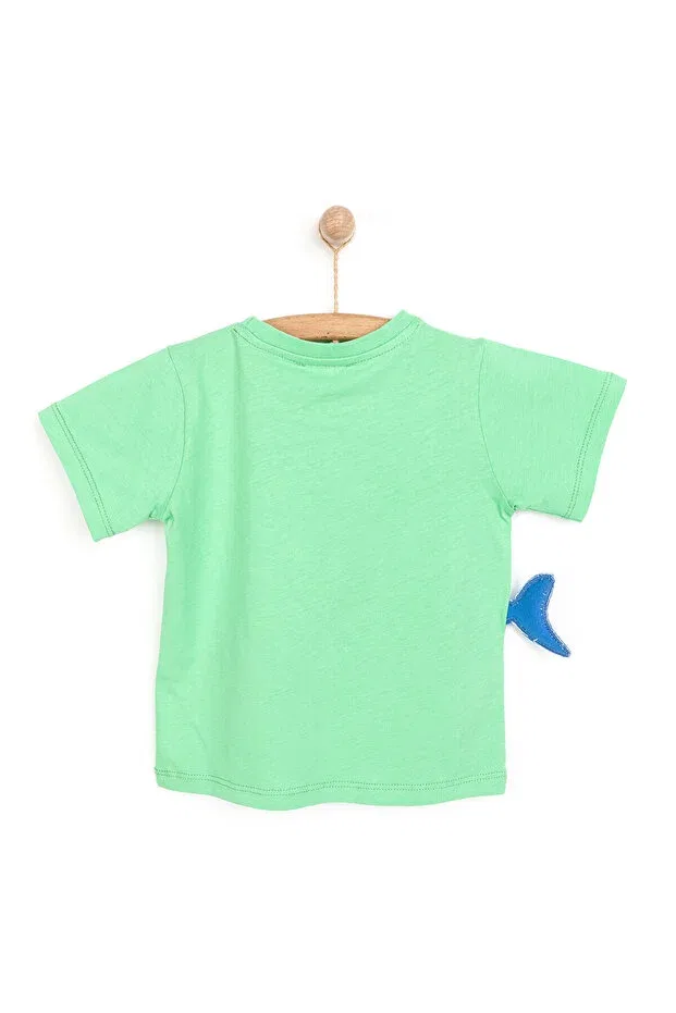 Детская футболка для мальчиков хлопковая Baby Shark Ebebek Hello Baby, Green — фото 2