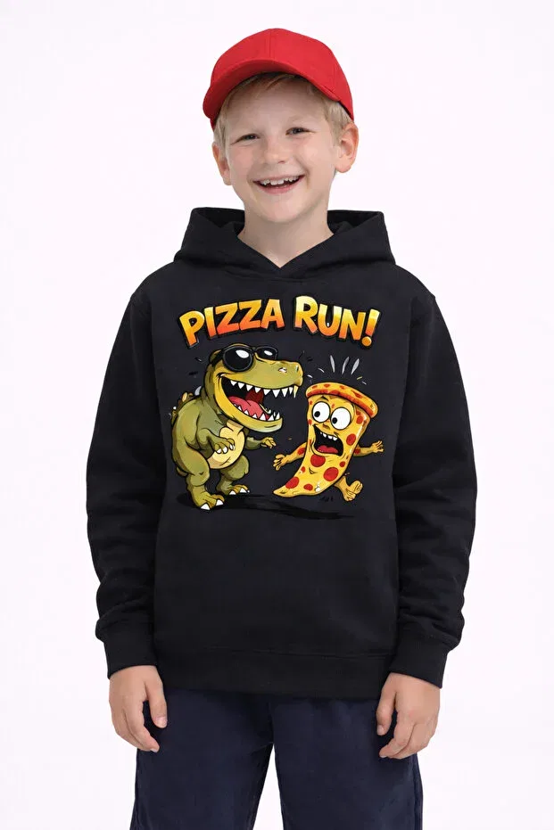 Детское худи для девочек с принтом Pizza Run Artyus, Black