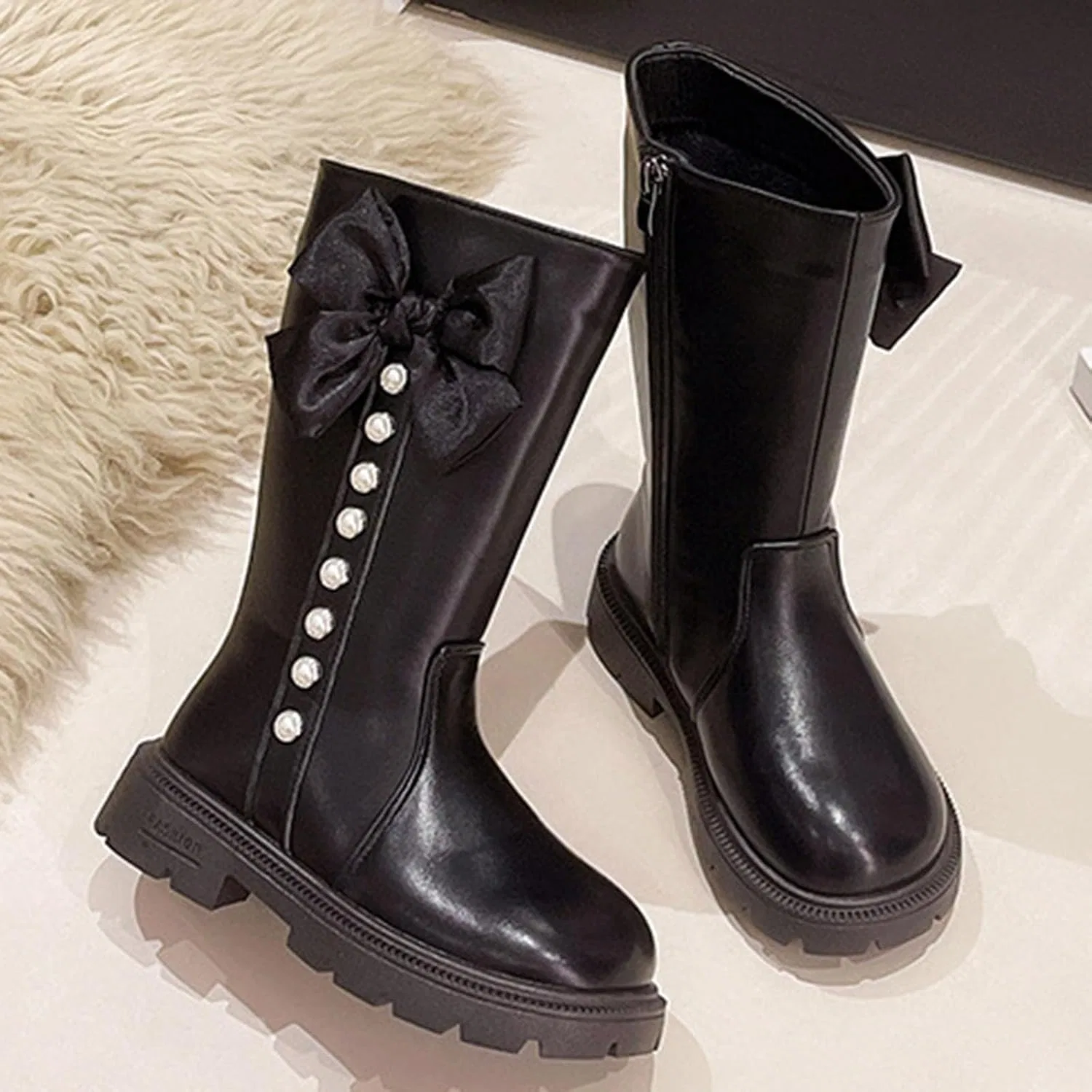 Детские сапоги для девочек с блестками, модель Cowgirl Boots Glitter, бренд, Black — фото 2
