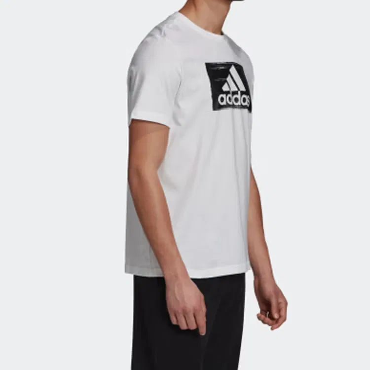 Футболка спортивная с принтом Brushstroke Adidas, белый — фото 4
